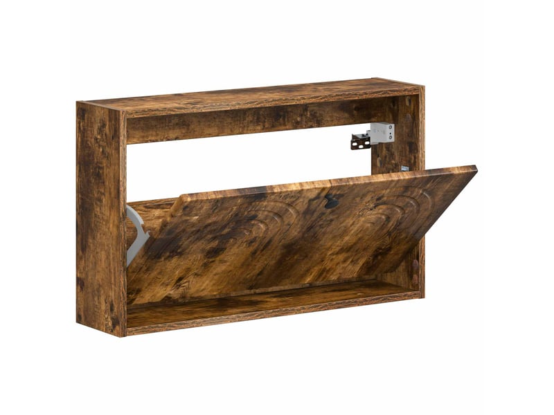  Meuble à chaussures mural, armoire à chaussures alkmaar 71x17x43 cm chêne fumé  - Conforama C