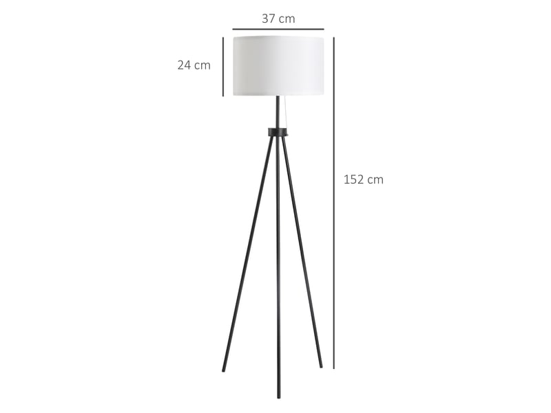  Lampadaire avec trépied en métal et abat-jour en tissu, design élégant et classique, ø 37 x 152 cm, pour la maison ou le bureau  - Conforama E