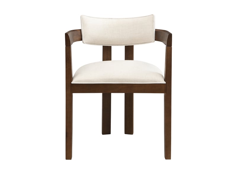 Lot de 2 chaises de salle à manger en bois massif, tissu lin respirant, confortables, finition noyer, style moderne Jamama eleni - Conforama R