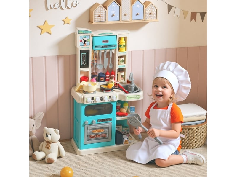 Cuisine enfant 92 pièces 44,5 x 24 x 79 cm – verte – évier, robinet, effets lumineux et sonores - Conforama B