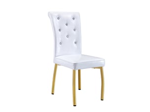 Lot de 4 chaises de salle à manger,avec dossier haut,pvc et métal doré,blanc