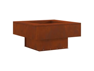Brasero exterieur, foyer camping rouillé 80x80x40 cm acier patiné shl58760