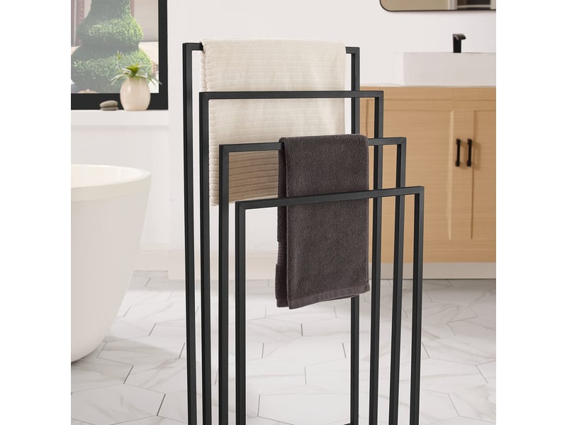  Porte-serviettes industriel à 4 niveaux en acier noir  - Conforama D