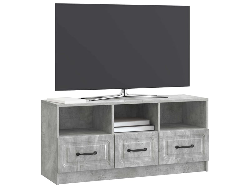  Meuble tv - banc tv - meuble de rangement gris béton 102 x 34,5 x 47 cm bois d'ingénierie  - Conforama C