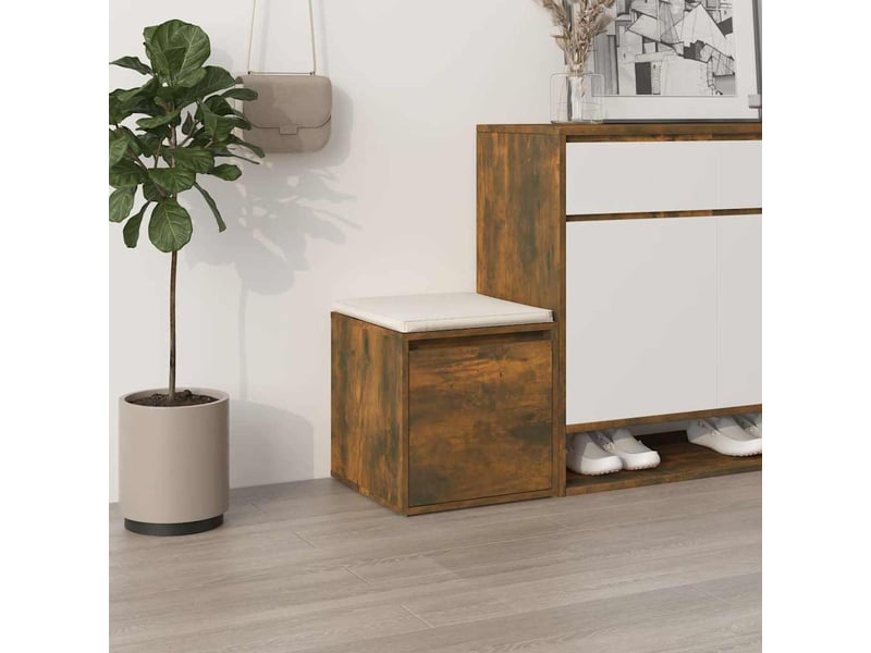  Boîte de rangement bureau chêne fumé 40,5x40x40 cm bois d'ingénierie  - Conforama B