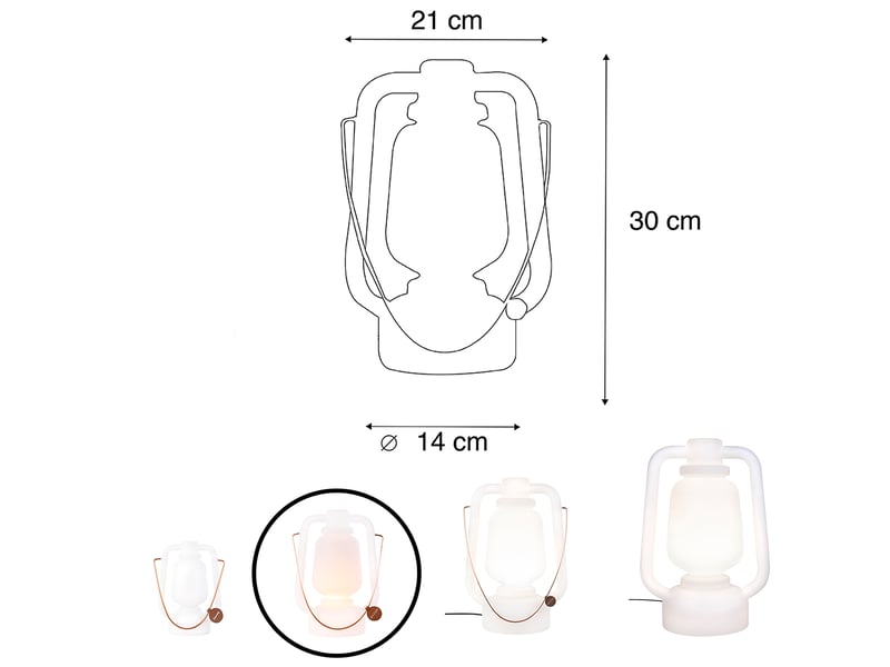  Lampe de table rechargeable 30 cm ip44 blanche - storm small  - Conforama C