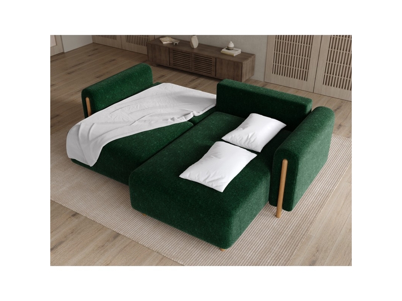  Canapé d'angle convertible arvessa vert émeraude bouclette – angle droit  - Conforama D