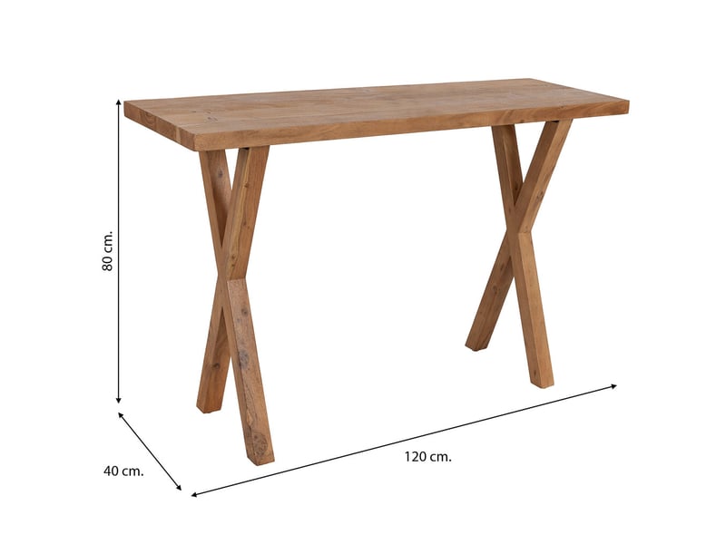  Console d'entrée en bois d'acacia marron 120x40x80h cm  - Conforama C