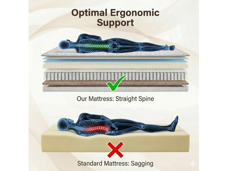  Matelas à ressorts ensachés tcqpz 160 x 200 cm h4 25 cm 7 zones mousse confort blanc  - Conforama E
