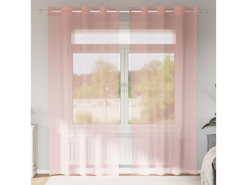  Lot de 2 rideaux en voile, voilages avec œillets rose 140x245 cm cf44400  - Conforama B