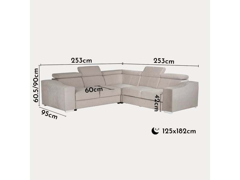  Lucky mini - canapé d’angle convertible réversible en velours beige LUCKY-MINI-BEI - Conforama D