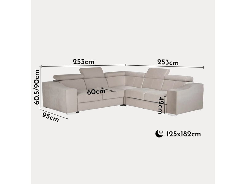  Lucky mini - canapé d’angle convertible réversible en velours beige LUCKY-MINI-BEI - Conforama D