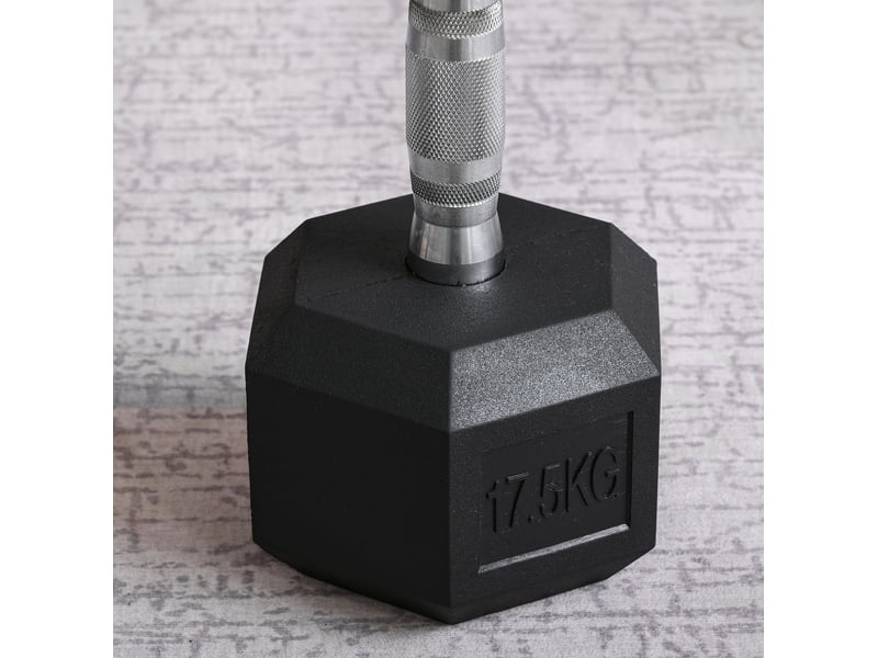  Haltère hexagonal fixe 17,5 kg – noir – poignée moletée antidérapante pour entraînement musculaire  - Conforama D