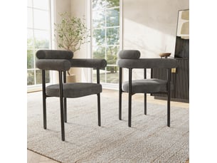 Lot de 2 chaises de salle à manger en tissu effet daim gris foncé