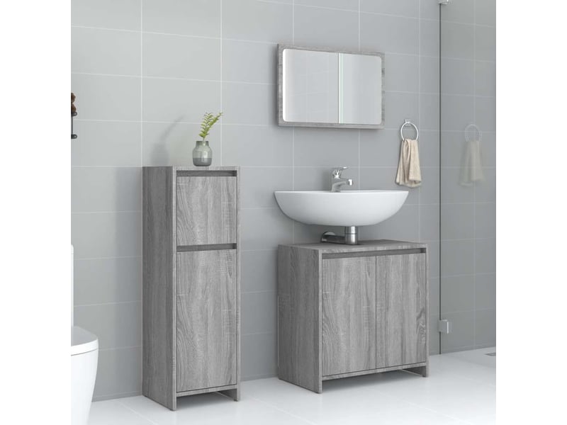  Ensemble de meubles de salle de bain 3 pcs sonoma gris cf63806  - Conforama B