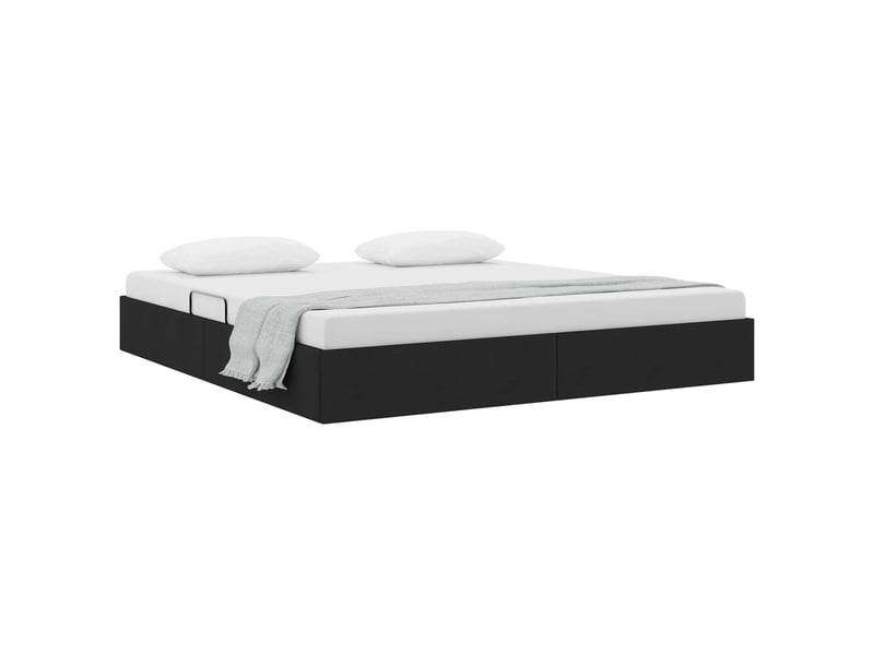  Lit double- lit adulte -  cadre de lit ottoman avec stockage noir 160 x 200 cm tissu  - Conforama B