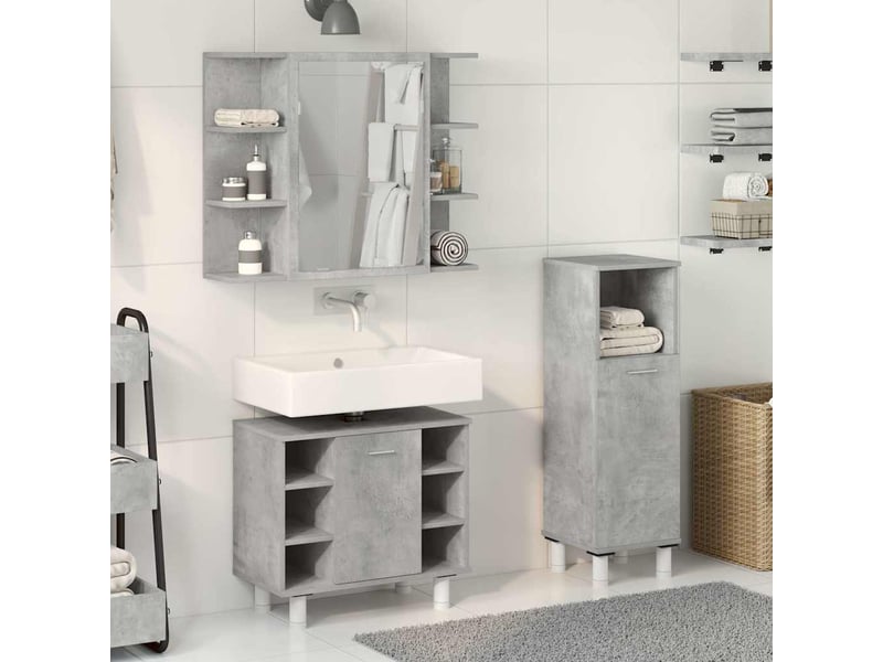  Ensemble de meubles de salle de bain 3 pcs gris béton cf63784  - Conforama C