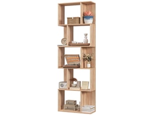 Étagère en forme de s à 5 niveaux pour salon, chambre, bureau, 24 x 60 x 184,5 cm, naturelle