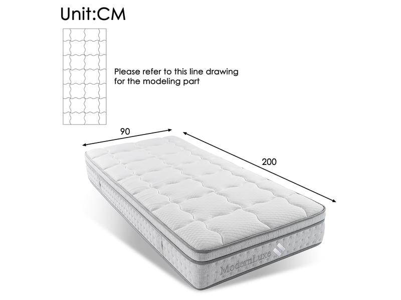  Matelas hybride à ressorts ensachés 7 zones h3 respirant en mousse froide blanc 90 × 200 × 25 cm  - Conforama D