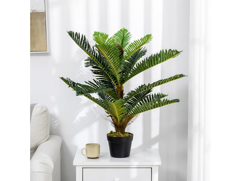  Plante artificielle palmier 85 cm avec 18 grandes feuilles grand réalisme pot inclus  - Conforama R