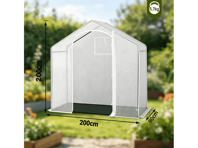 Serre de jardin 200x80x200 cm toile maillée métal blanc - Conforama E