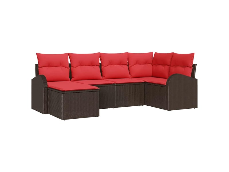 Ensemble de canapés 6 pc marron et rouge polyrotin cf22773 - Conforama A