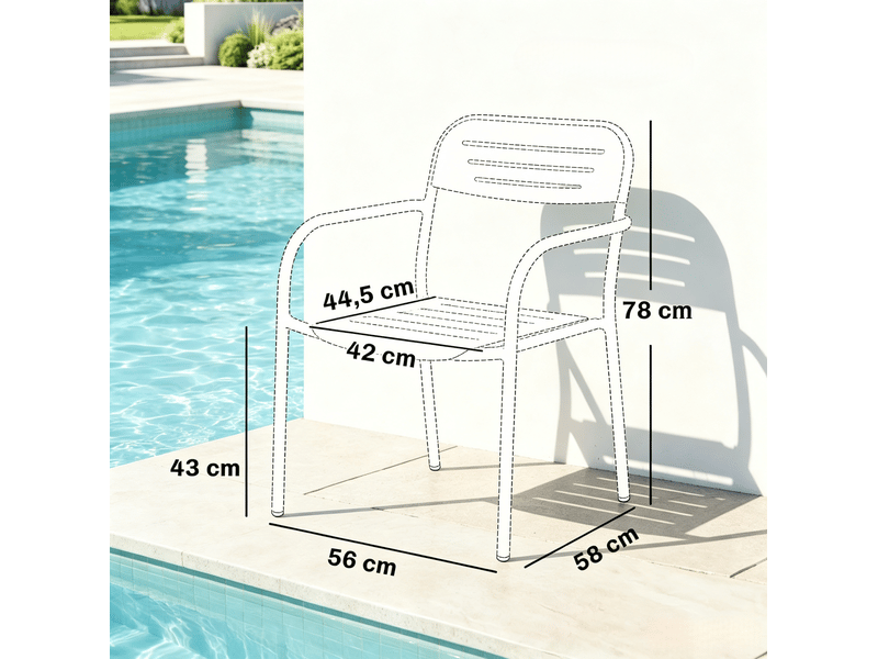 Lot de 2 chaises de jardin empilables en métal vert sauge avec accoudoirs - Conforama C