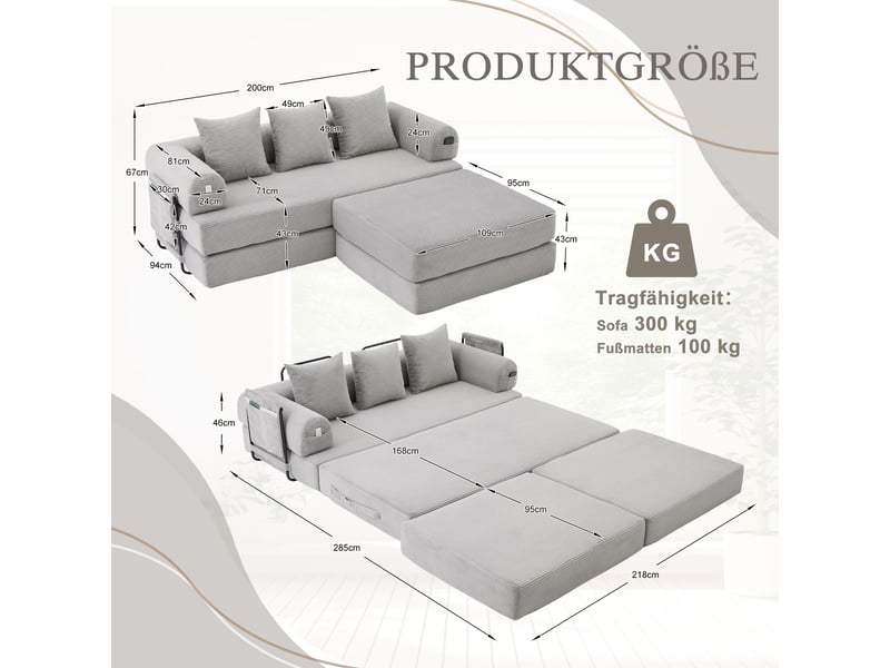  Canapé d'angle réversible fixe 3 places tissu gris clair canapé compressible - Conforama C