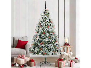 Sapin de noël artificiel, arbre de noël vert et blanc 210 cm shl5157