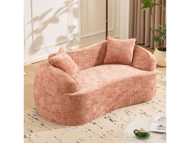 Canapé 2 places - canapé compressible et compact pour chambre ou salon, avec accoudoirs et coussins, sans assemblage, rose - Conforama B