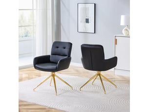 Chaise pivotante ulevr de salle à manger, lot de 2, 85 cm, rotation 360°, pu noir, pieds métalliques dorés