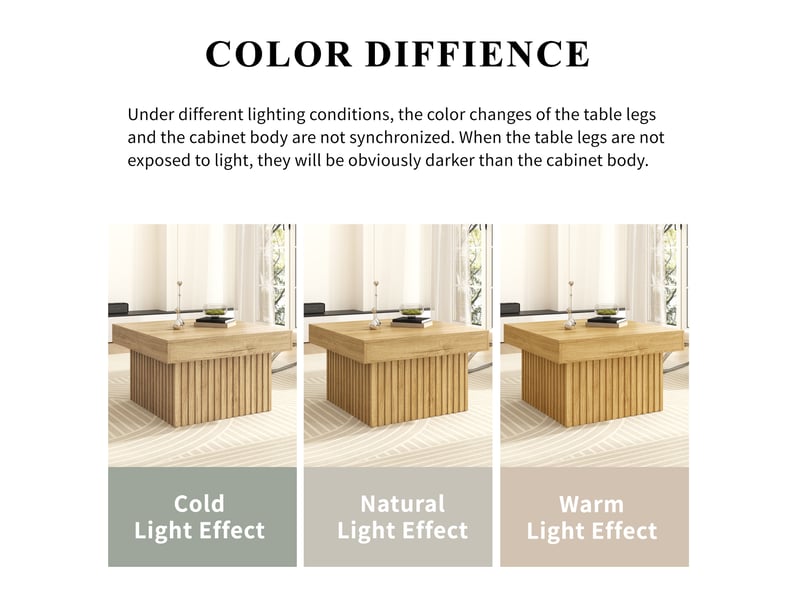  Table basse avec plateau et base stables, style minimaliste, en mdf et panneau de particules, naturel, 79 × 79 × 46 cm  - Conforama E