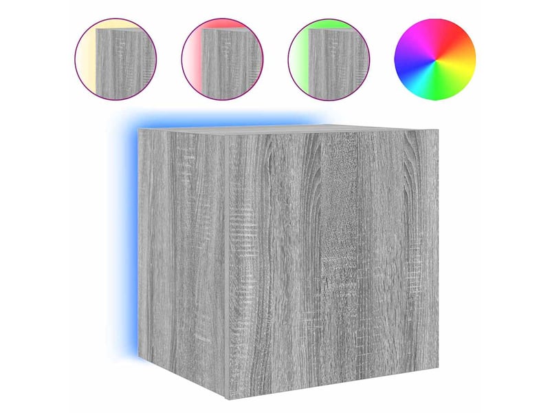  Meuble tv - banc tv - meuble de rangement mural avec lumières led sonoma gris 40,5x35x40 cm  - Conforama A