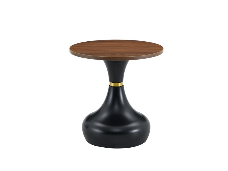 Lot de 2 tables basses gigognes ø70x42 cm et ø50x51.5 cm en métal noir et mélaminé noyer - Conforama A