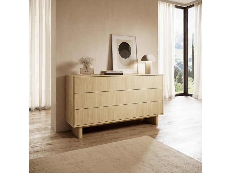  Buffet hasimi, commode 6 tiroirs, 154x38x83h cm chêne marron Hasimi - Conforama B