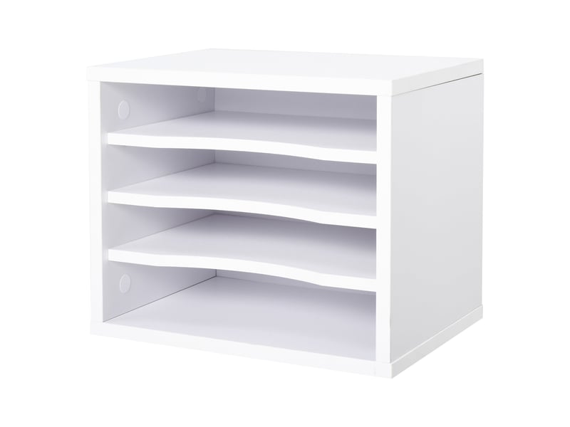  Organiseur de bureau compact 4 niveaux 35,5 x 25 x 28,6 cm étagères amovibles gain de place moderne épuré en mdf blanc 21_0006129  - Conforama A