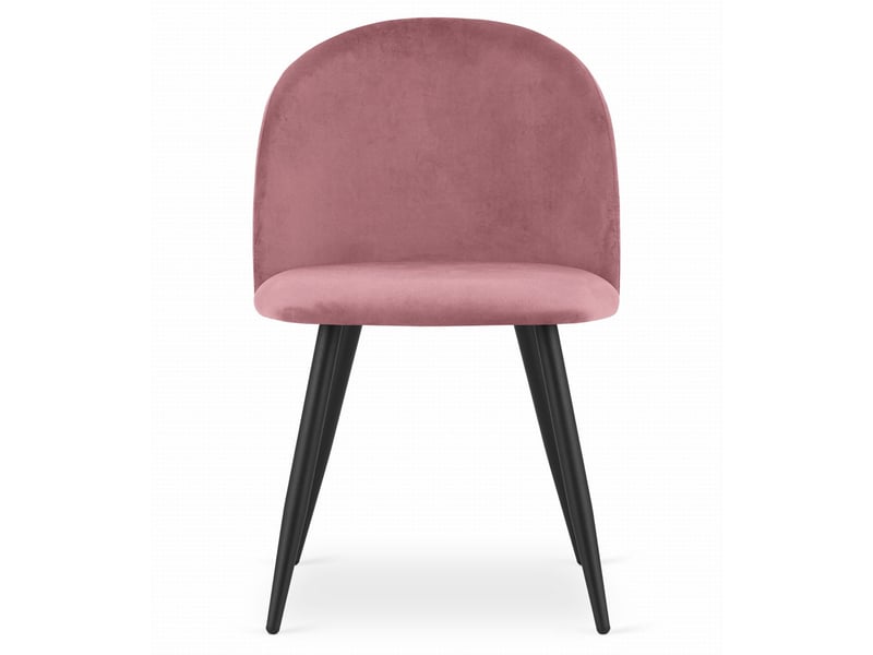  Chaise design bello en velours rose antique avec pieds noirs  - Conforama C