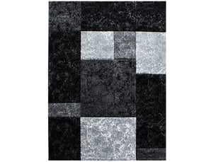 Carre - tapis géométrique à carreaux - noir et gris 200 x 290 cm