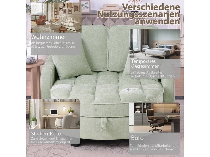 Canapé convertible, canapé-lit, en tissu, 2 en 1, avec pouf, pour salon, chambre, mobilier pour espace de vie, bureau - Conforama W