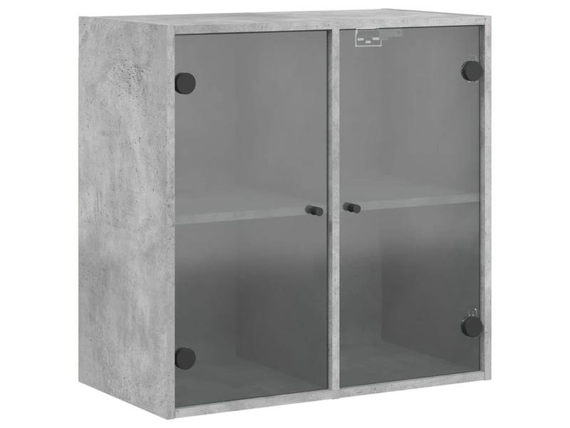  Armoire murale salon, meuble de rangement avec portes en verre gris béton 68x37x68,5 cm  - Conforama A