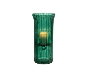 Photophore strié en verre quirin 40cm turquoise