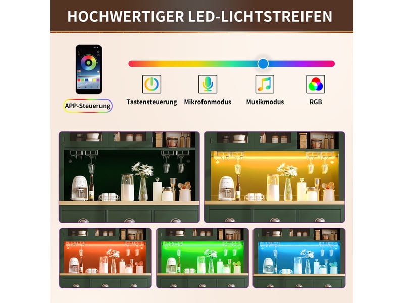  Buffet de cuisine 4 portes avec éclairage led en mdf 104 x 40 x 180 cm N620GG260115D - Conforama E