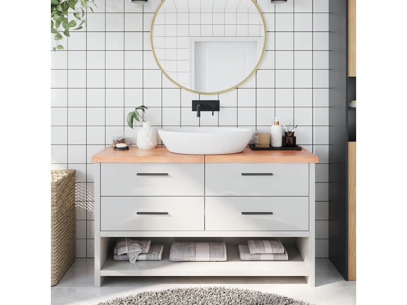  Comptoir de salle de bain, plan de travail marron 140x60x(2-4) cm bois traité cf65795  - Conforama B