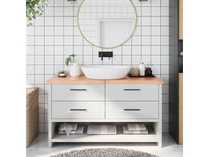 Comptoir de salle de bain, plan de travail marron 140x60x(2-4) cm bois traité cf65795