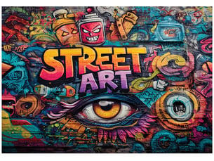 Papier peint panoramique intissé garçon graffiti coloré - 300x210 cm - papier peint enfant