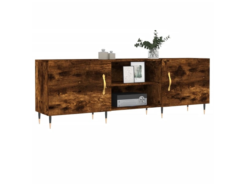  Meuble tv moderne, banc tv chêne fumé 150x30x50 cm bois d'ingénierie  - Conforama C