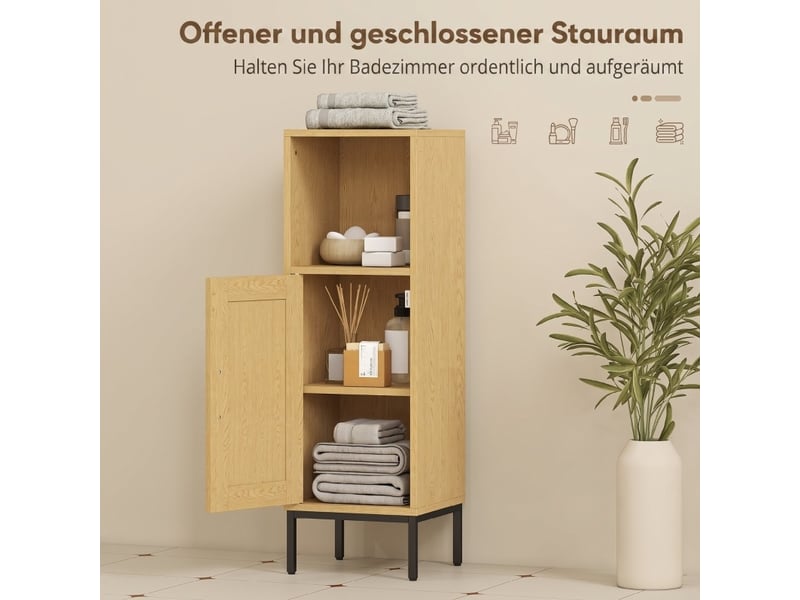  Meuble de salle de bains 30x30x94 cm avec tablette réglable bois naturel  - Conforama D