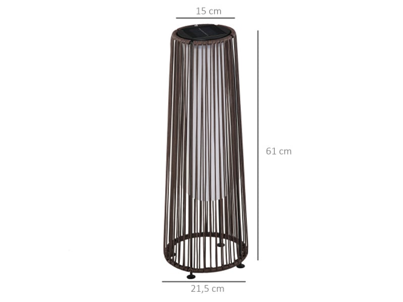  Lampe solaire de jardin en rotin marron, led automatique, 21,5 x 21,5 x 61 cm, pour terrasse et jardin  - Conforama E