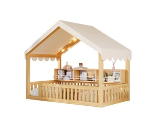 Lit baldaquin 90x200 cm <strong>OKMYHOME</strong>  <strong></strong> coloris naturel