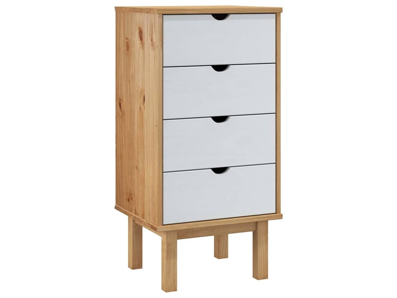 Commode, armoire à tiroirs bureau otta marron et blanc 45x39x90 cm bois de pin massif  - Conforama A